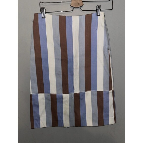 J. Crew size 0 blue/brown/white striped pencil skirt - Picture 1 of 3